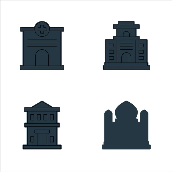 Building Line Icons Linear Set Quality Vector Line Set Mosque — Stock Vector