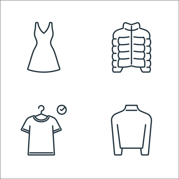 Ropa Iconos Línea Ropa Conjunto Lineal Conjunto Línea Vectorial Calidad — Vector de stock