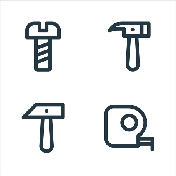Symbole Des Arbeitstages Lineares Set Qualitätsvektorleitungsset Wie Maßband Hammer Hammer — Stockvektor