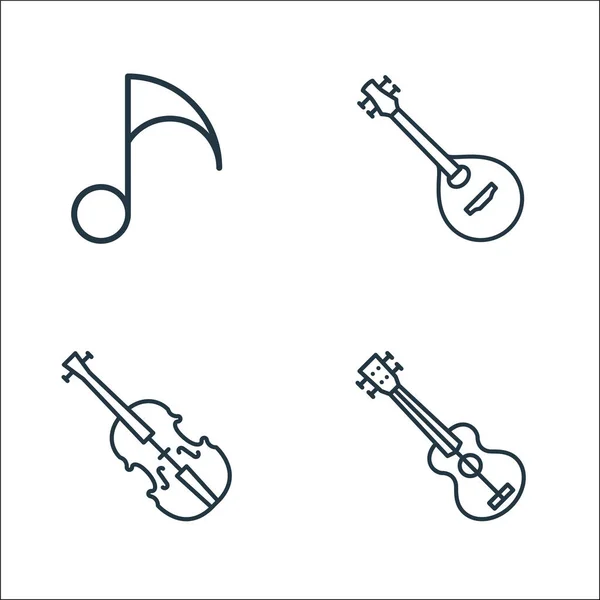 乐器线图标 线性集 质量向量集 如Ukelele Violin Mandolin — 图库矢量图片