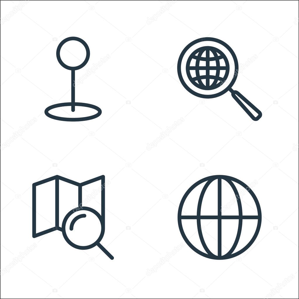navigation line icons. linear set. quality vector line set such as worldwide, map, comunications