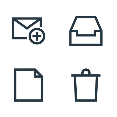 e- posta hattı simgeleri. Doğrusal küme. Kalite vektör satırı: Sil, dosya, gelen kutusu