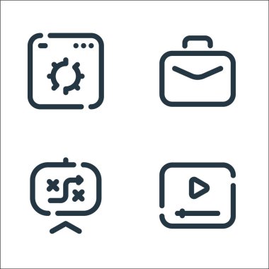 seo line simgeleri. Doğrusal küme. Görüntü, strateji, evrak çantası gibi kalite vektör satırı