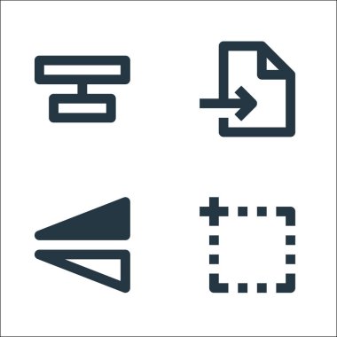 Grafik tasarım çizgisi simgeleri. Doğrusal küme. resim tahtası, çevirme, dışa aktarma gibi kalite vektör çizgisi