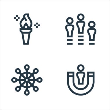 Yönetim çizgisi simgeleri. Doğrusal küme. Mıknatıs, direksiyon, takım gibi kalite vektör çizgisi