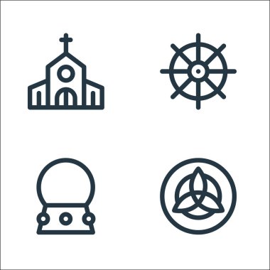 ruhani çizgi simgeleri. Doğrusal küme. Kutsal üçleme, kristal küre, Budizm gibi kalite vektör çizgisi