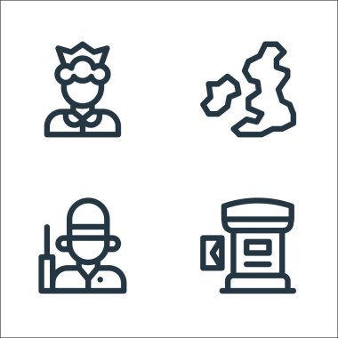 İngiltere hat simgeleri. Doğrusal küme. Kaliteli vektör satırı posta kutusu, koruma, İngiltere gibi