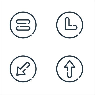 Ok çizgisi simgeleri. Doğrusal küme. yukarı ok, sol alt, sol alt gibi kalite vektör çizgisi