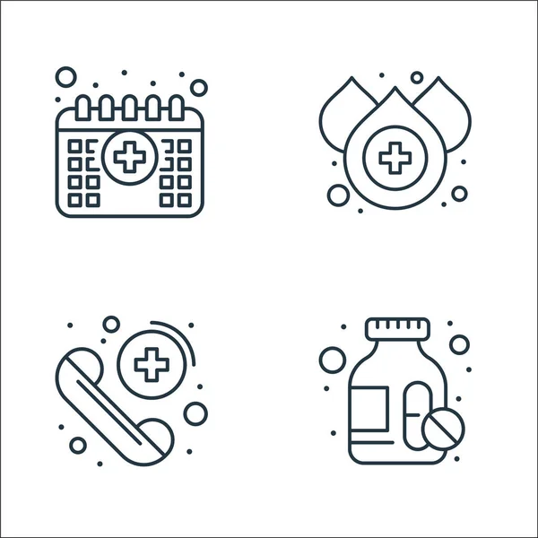 Medical Items Line Icons Linear Set Quality Vector Line Set — Stock Vector