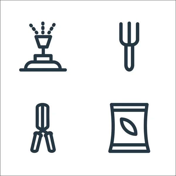 Landscaping Equipment Line Icons Linear Set Quality Vector Line Set — Stock Vector