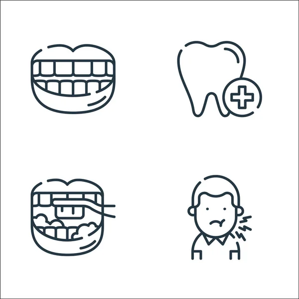 Iconos Línea Cuidado Dental Conjunto Lineal Conjunto Línea Vectorial Calidad — Vector de stock