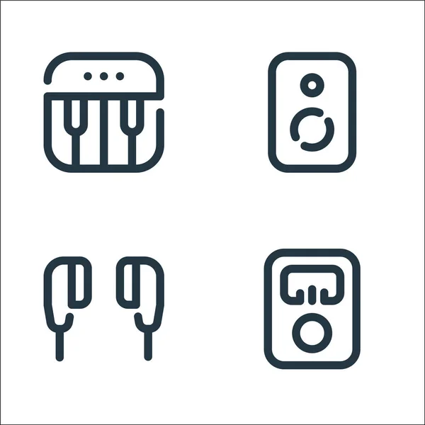 Sound Line Icons Linear Set Quality Vector Line Set Earphones — Stock Vector