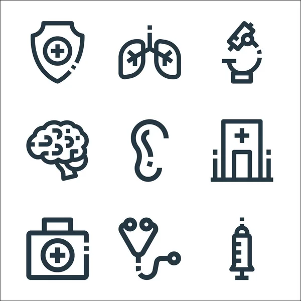 Medical Line Icons Linear Set Quality Vector Line Set Injection — Stock Vector