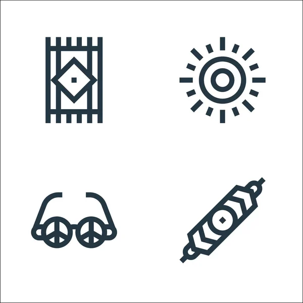 Hippies Line Icons Linear Set Quality Vector Line Set Bracelet — Stock Vector