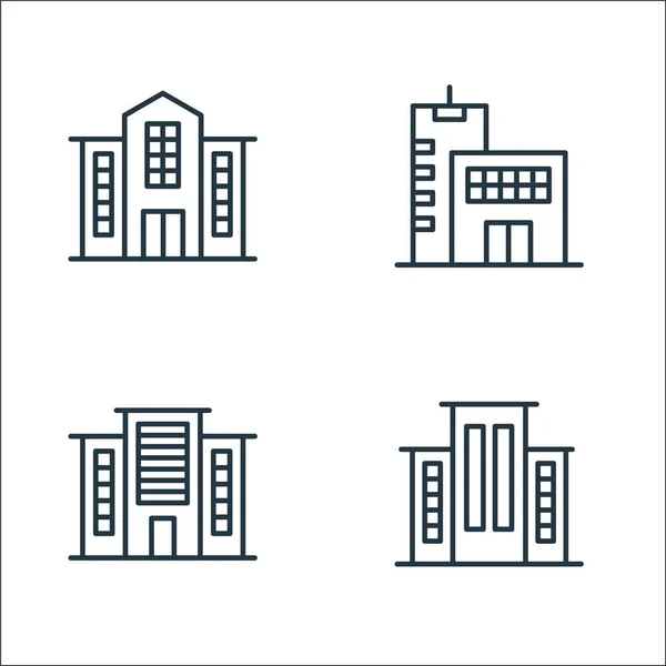 Edificios Línea Iconos Conjunto Lineal Conjunto Línea Vectorial Calidad Como — Vector de stock