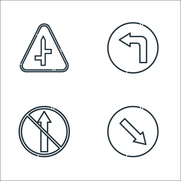 Symbole Der Signallinie Lineares Set Qualitätsvektorliniensatz Wie Rechts Halten Keine — Stockvektor