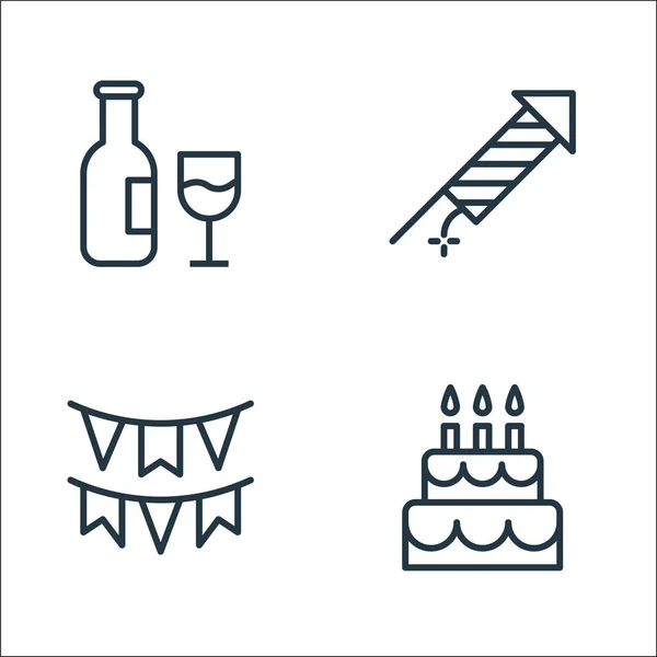 Iconos Línea Cumpleaños Conjunto Lineal Conjunto Línea Vectores Calidad Como — Vector de stock