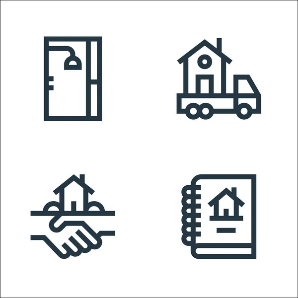 Icônes Ligne Immobilière Set Linéaire Ensemble Ligne Vectorielle Qualité Tel — Image vectorielle