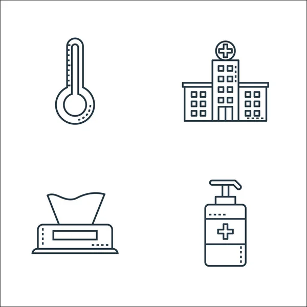 Iconos Línea Covid Conjunto Lineal Conjunto Línea Vectores Calidad Como — Vector de stock