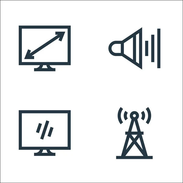 Ícones Linha Televisão Conjunto Linear Conjunto Linha Vetorial Qualidade Como — Vetor de Stock