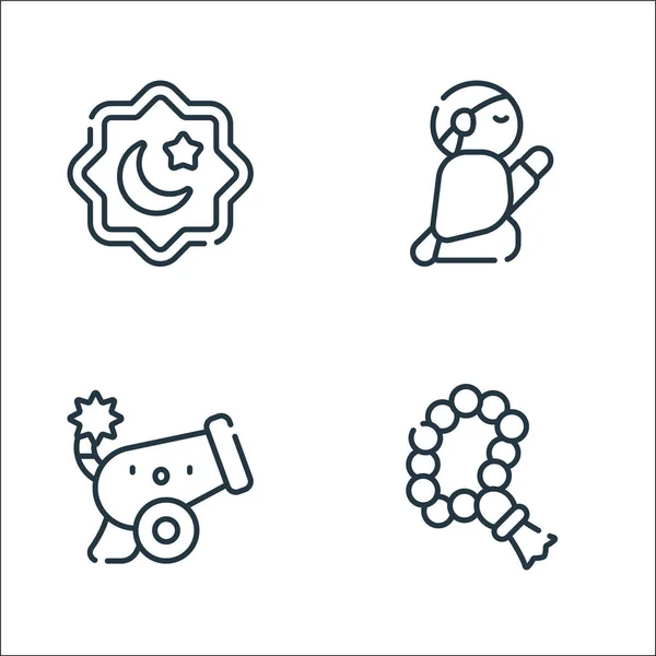 Ramadan Line Icons Linear Set Quality Vector Line Set Tasbih — Stock Vector