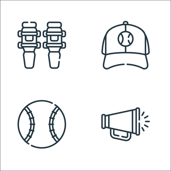 Baseball Line Symbole Lineares Set Qualitätsvektorleitungsset Wie Megafon Baseballball Baseballkappe — Stockvektor