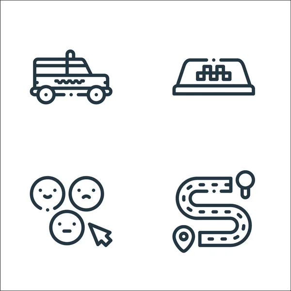 Iconos Línea Servicio Taxi Conjunto Lineal Conjunto Línea Vectorial Calidad — Vector de stock