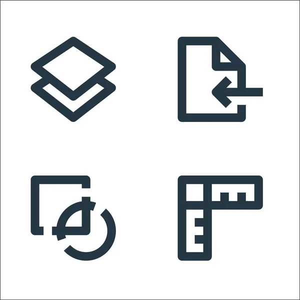 Symbole Für Grafische Designlinien Lineares Set Qualitätsvektorliniensatz Wie Messen Schneiden — Stockvektor