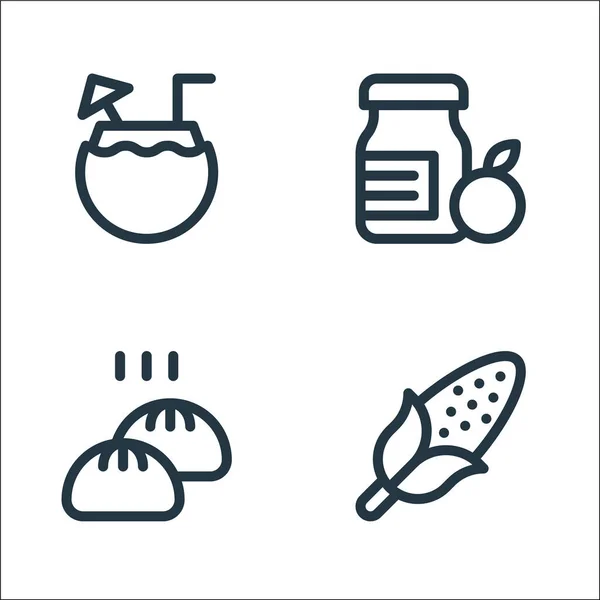 Gastronomie Linie Symbole Lineares Set Qualitätsvektorzeilen Set Wie Mais Baozi — Stockvektor