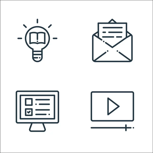 Icônes Ligne Apprentissage Ligne Set Linéaire Jeu Lignes Vectorielles Qualité — Image vectorielle