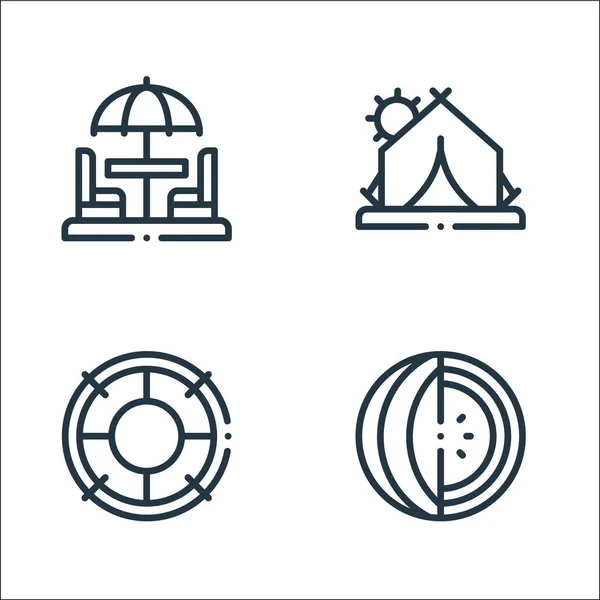 Iconos Línea Verano Conjunto Lineal Conjunto Línea Vectores Calidad Como — Vector de stock