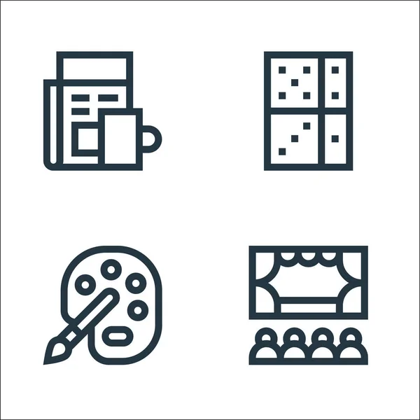 Hobbies Line Icons Linear Set Quality Vector Line Set Theater — Stock Vector