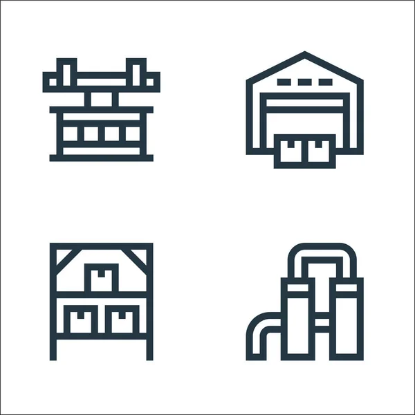 Iconos Línea Proceso Industrial Conjunto Lineal Conjunto Línea Vectores Calidad — Vector de stock