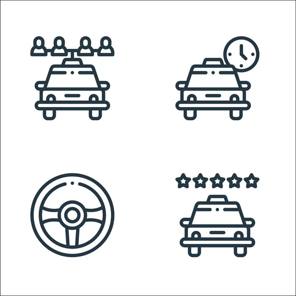 Iconos Línea Servicio Taxi Conjunto Lineal Conjunto Línea Vectorial Calidad — Vector de stock