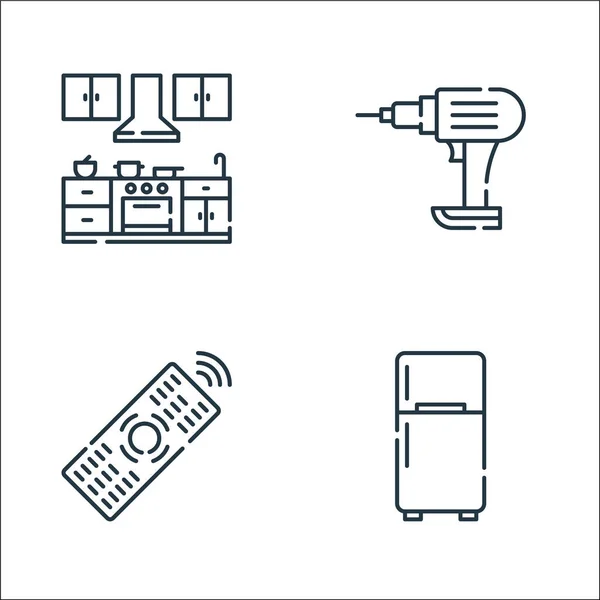 Home Appliances Line Icons Linear Set Quality Vector Line Set — Stock Vector