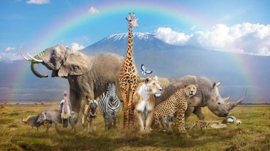Magical African Wildlife Safari Scene clipart
