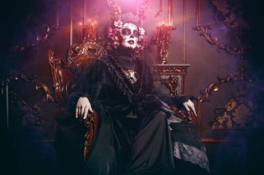 Calavera Catrina iç. Şeker kafatası makyaj. Dia de los muertos. Ölülerin günü. Cadılar Bayramı.