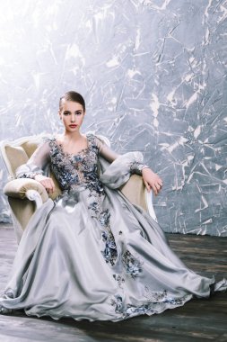 gümüş elbise büyüleyici Bayan