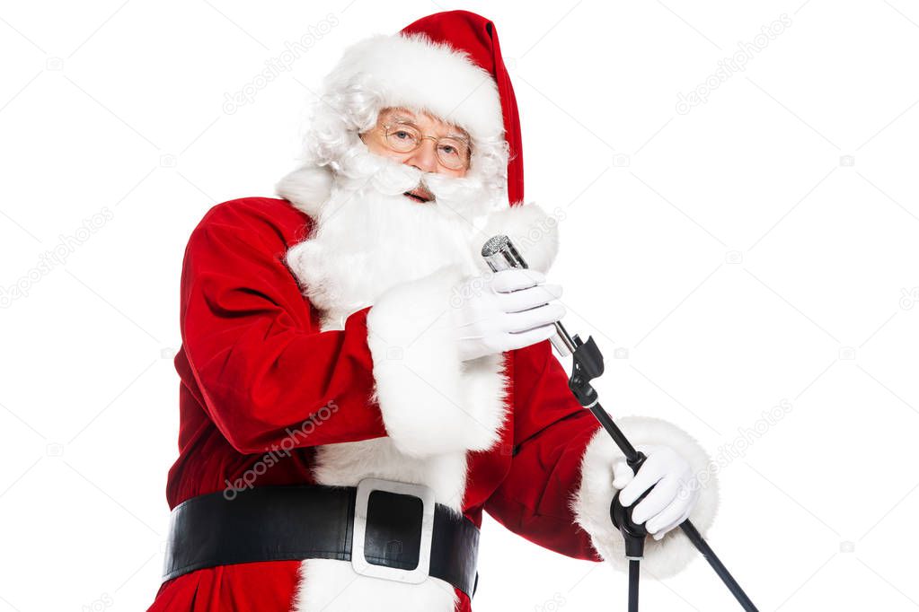 Santa Claus with a microphone