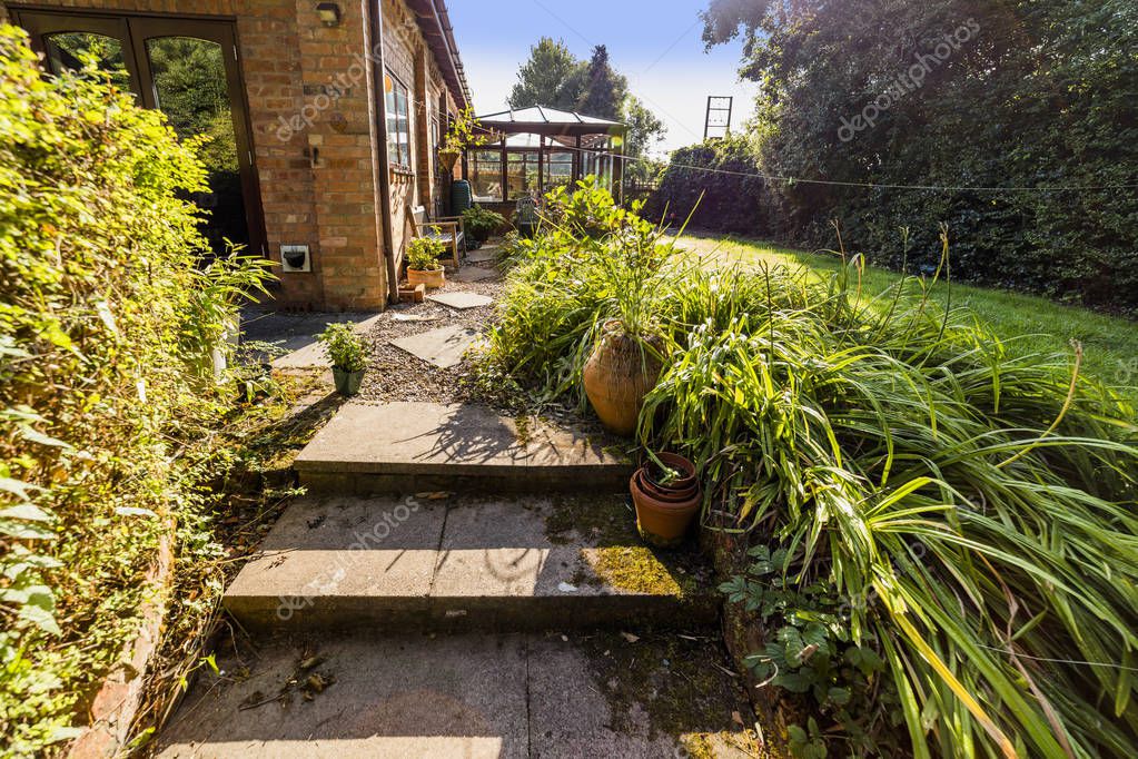 Patio Trasero Inglés Reino Unido Casa Campo — Foto de stock