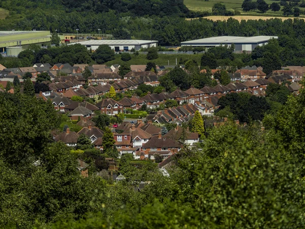 Vista Sobre Los Suburbios Ingleses Con Árboles — Foto de Stock