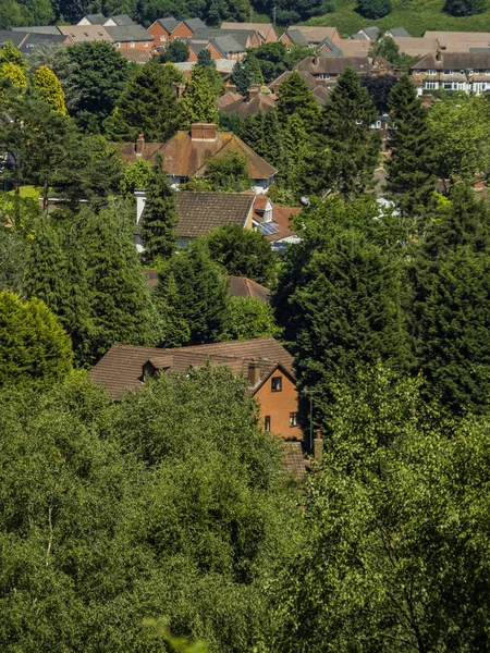Vista Sobre Subúrbios Ingleses Com Árvores — Fotografia de Stock