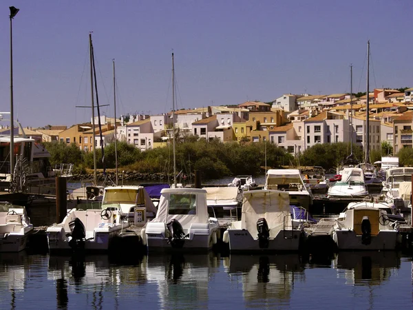 Лодки Причаливают Гавани Cap Agde Франция — стоковое фото