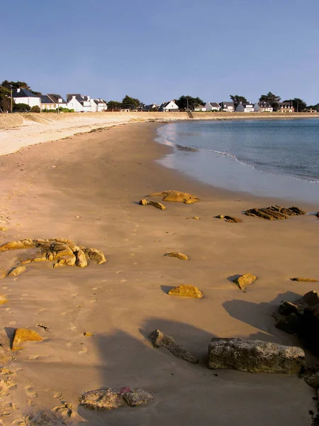 Sandküste Mit Häusern Aus Carnac Tag Frankreich — Stockfoto