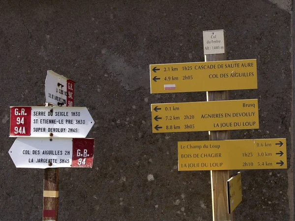 Signs Boards Ways Devoluy France — Stock Photo, Image