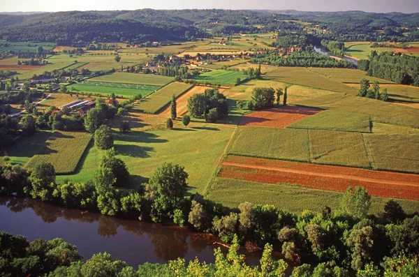 Lotu Ptaka Domme Lanscape Francja — Zdjęcie stockowe