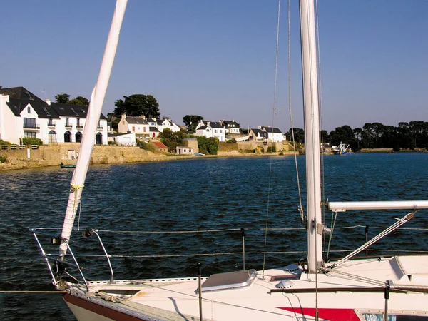 Mooring Boat Brittany Coastline France — Stock Photo, Image