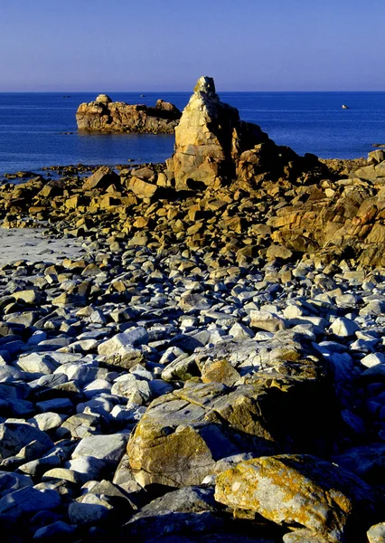 Vista Granito Rosa Costa Rocciosa Durante Giorno — Foto Stock