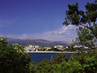 ağaçlar sahil şeridine görünümünü deniz arka planda, Fransa