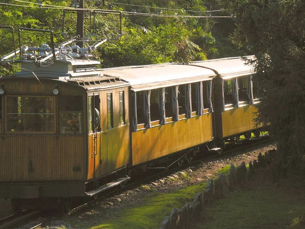 Vue Sur Vieux Train Rhune Railway Pendant Journée — Photo